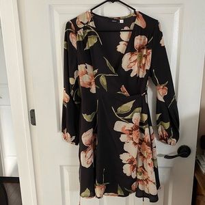Black floral long sleeve dress